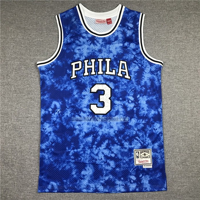 Camiseta Philadelphia 76ers Allen Iverson NO 3 Galaxy Azul